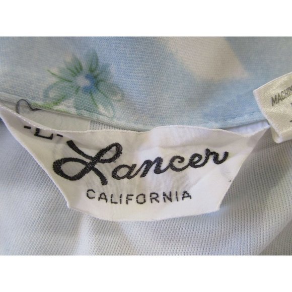 Powder Blue Paisley Print Polyester Lancer California Disco Shirt Mens Lg  EUC - Picture 3 of 16